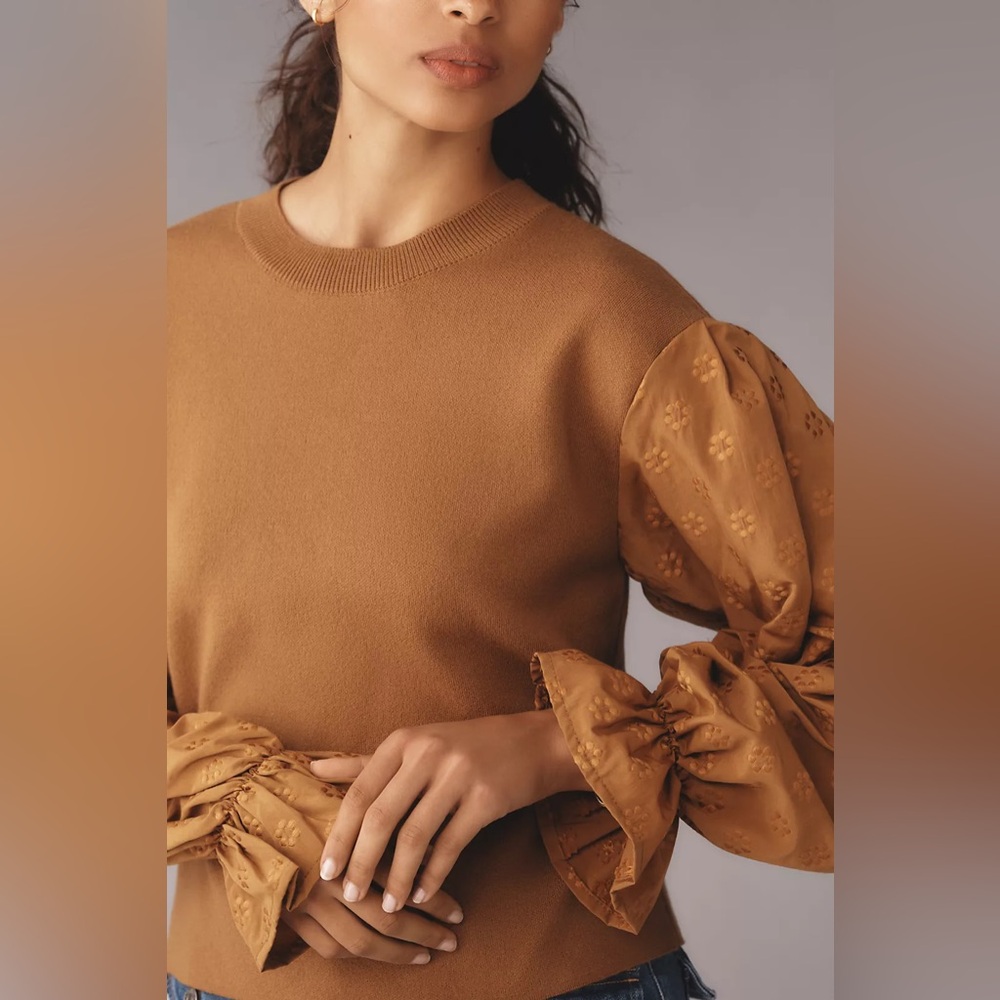 By Anthropologie Puff-Sleeve Sweater - NWT Size Small - Picture 4 of 4